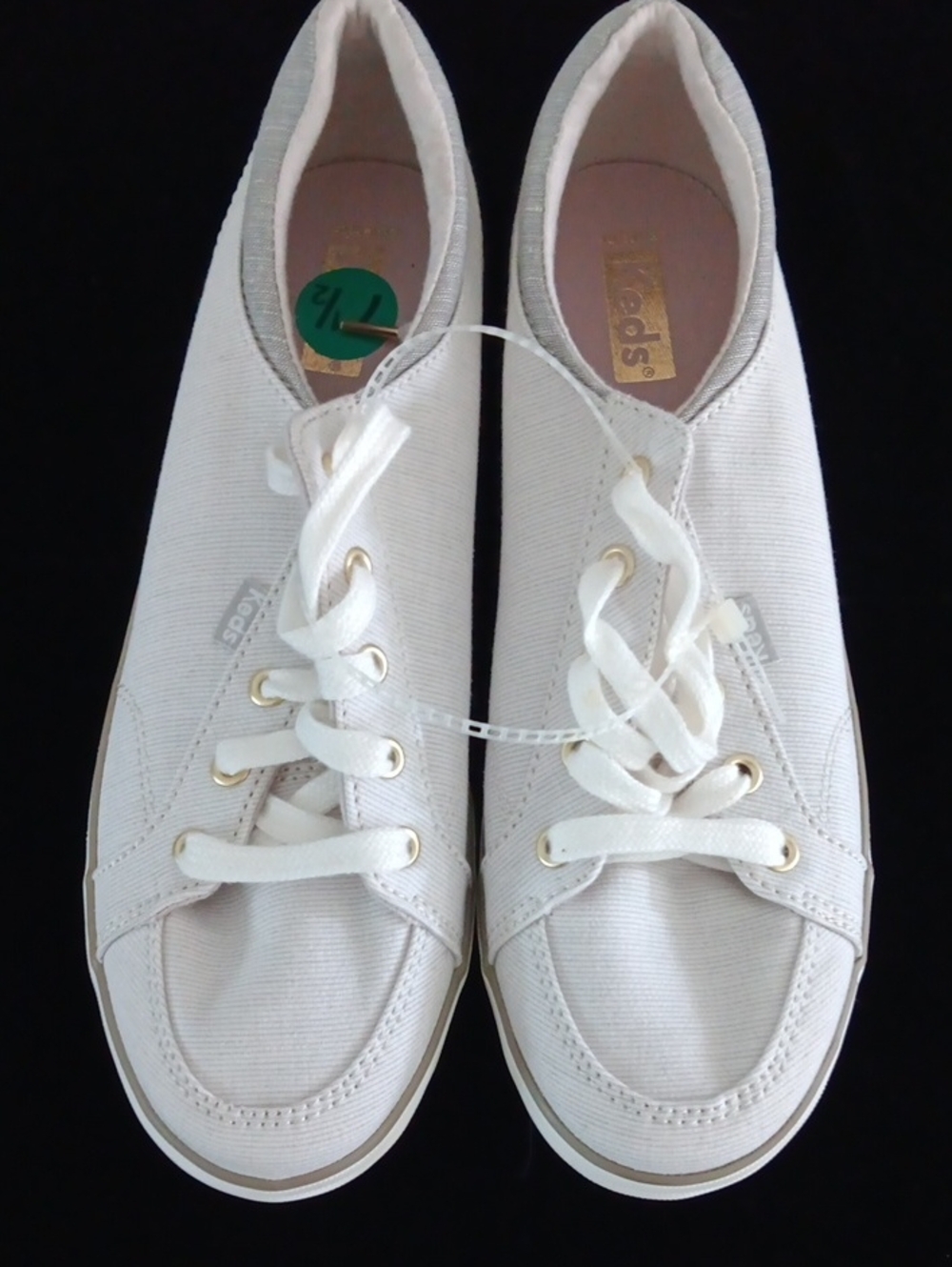 Keds White Canvas Low-Top Lace-Up Sneakers
